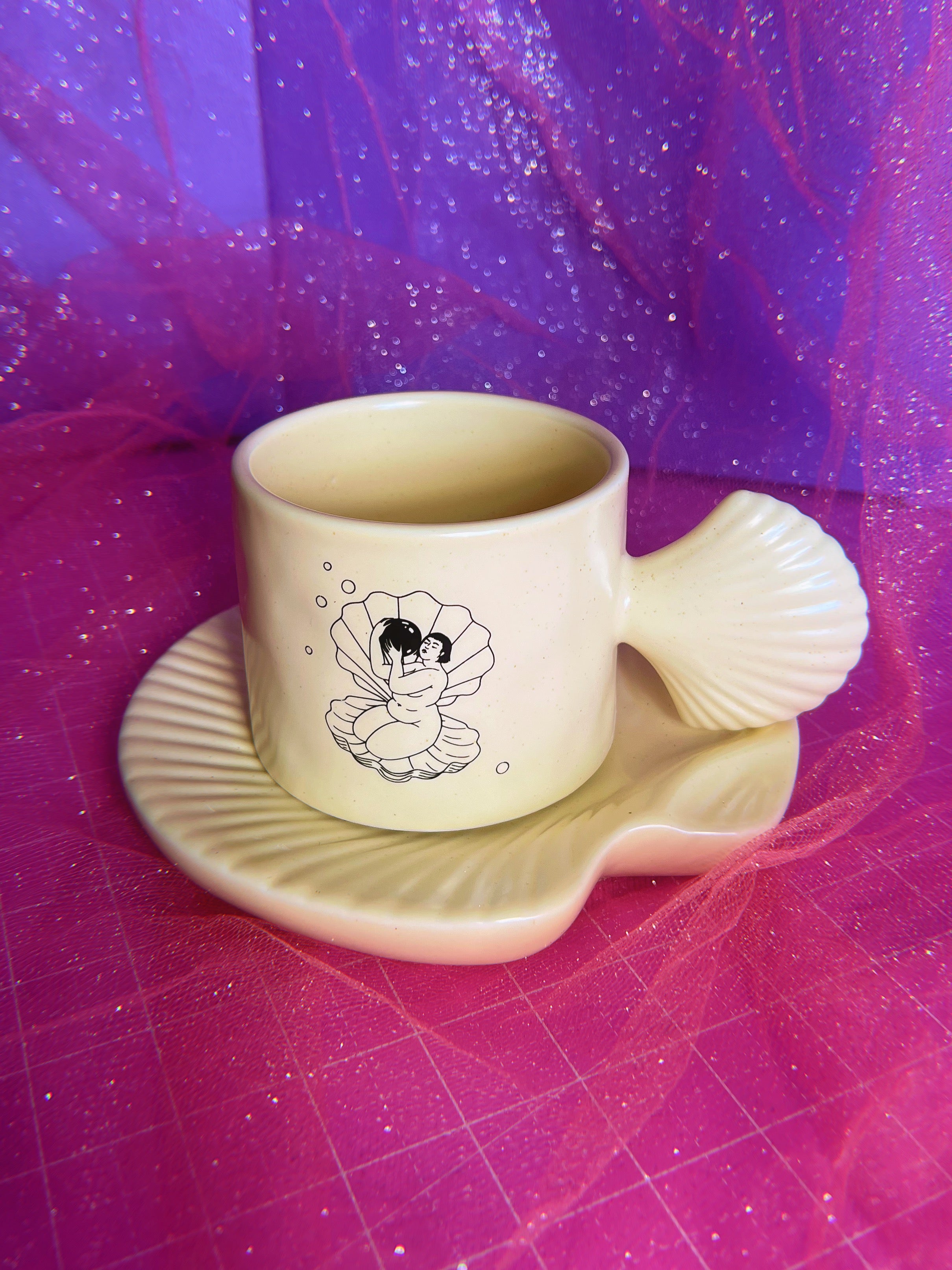 Seashell Mug and Saucer