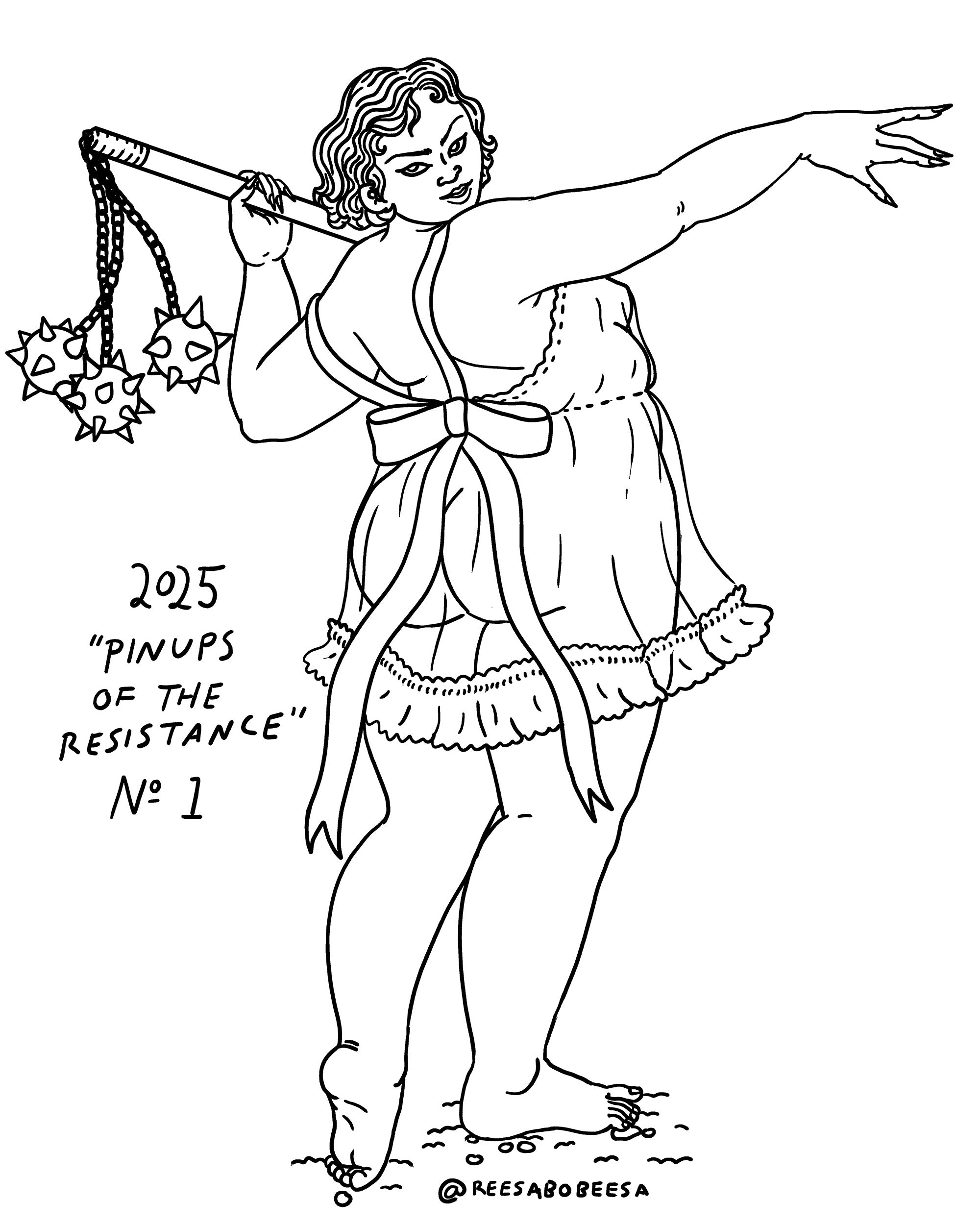 Color-My-Own Pin Ups of the Resistance Postcard Set