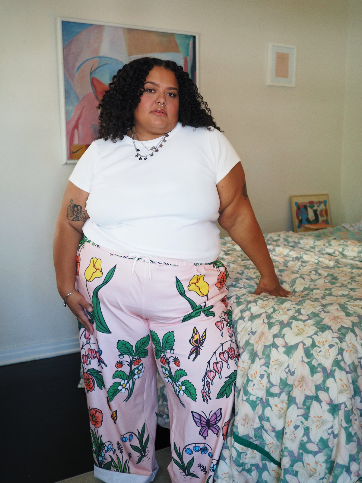 Really Berry Botanical Floral Print Wide Leg Lounge Pants