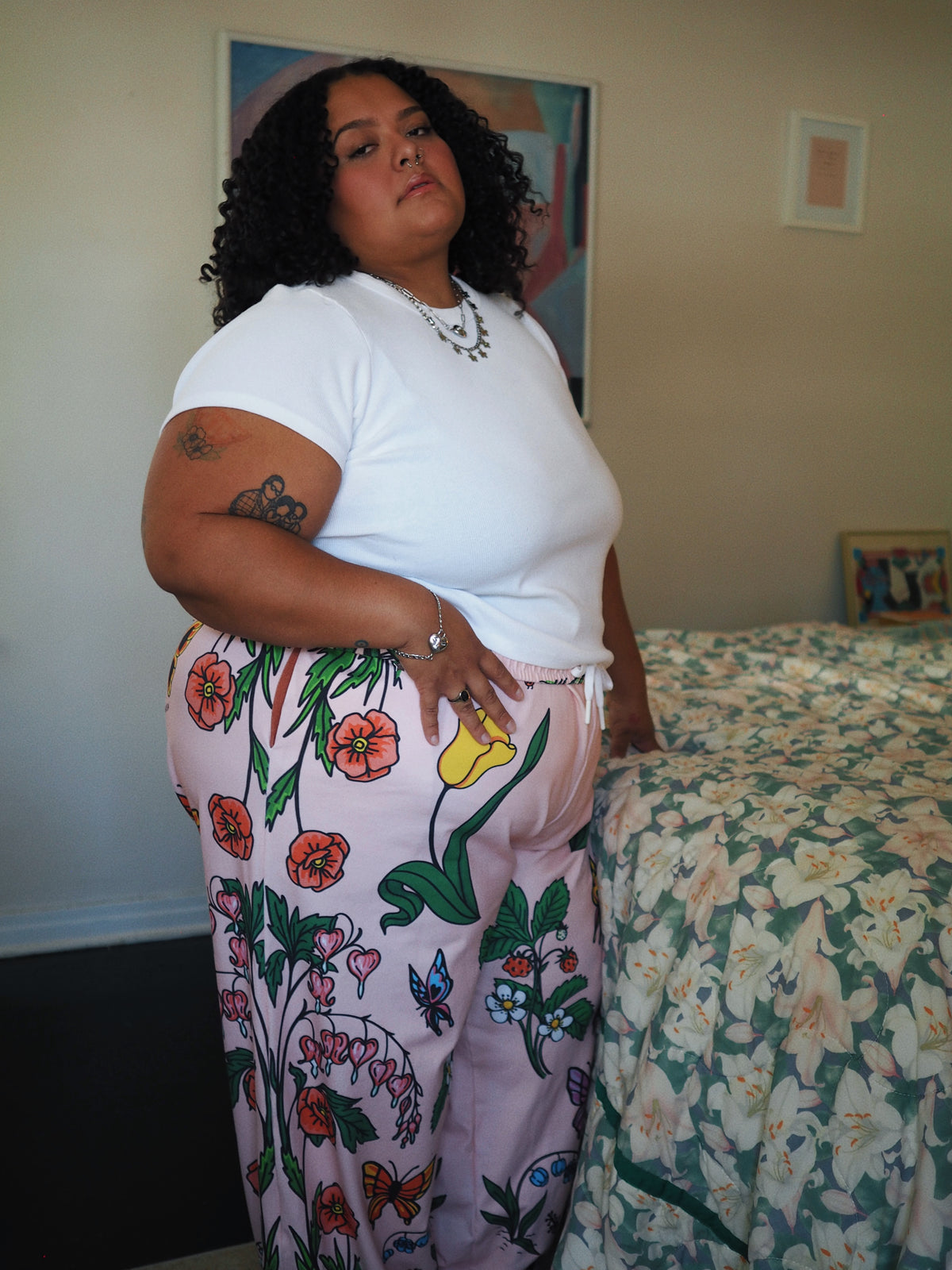 Really Berry Botanical Floral Print Wide Leg Lounge Pants