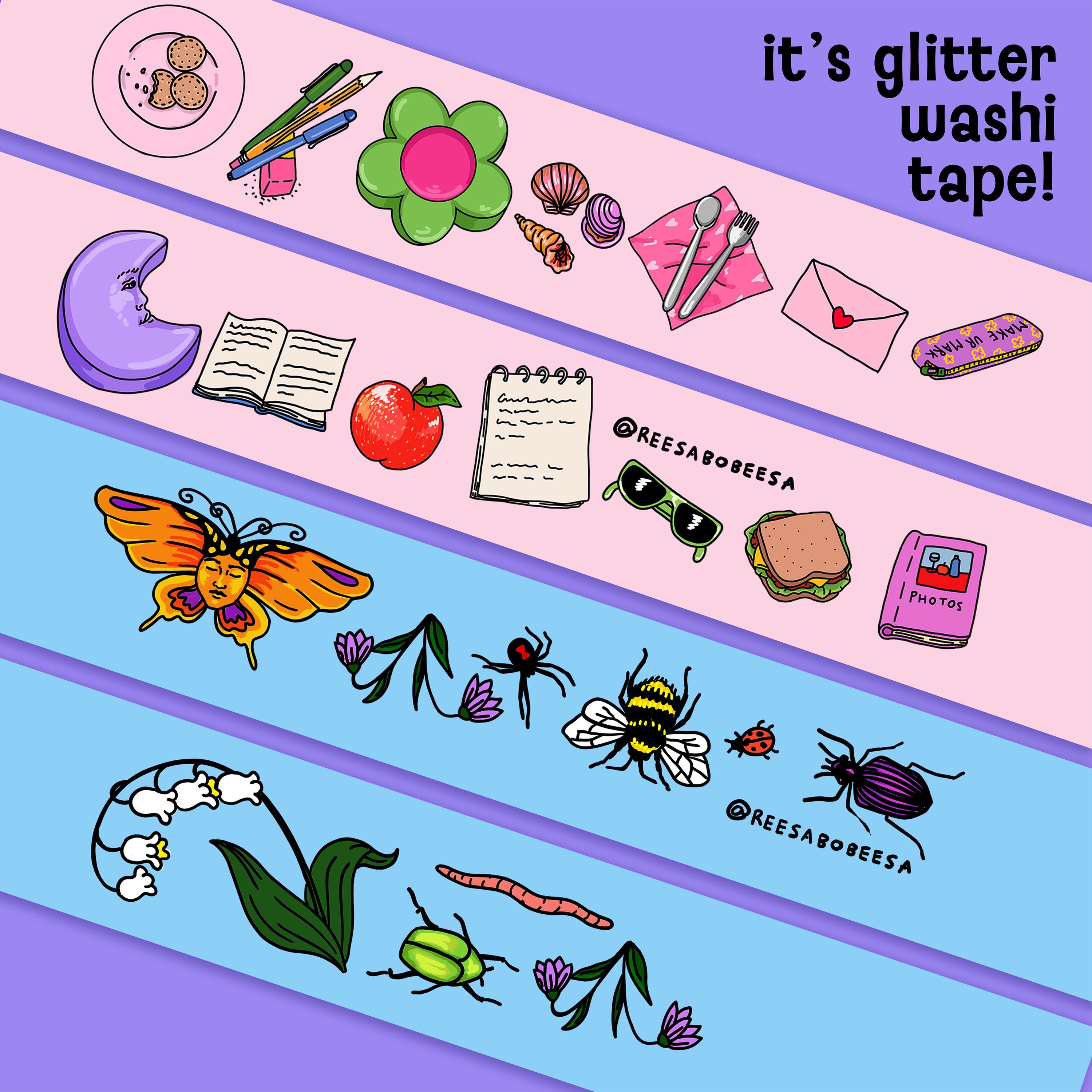 Picnic Bugs Glitter Washi Tape Set